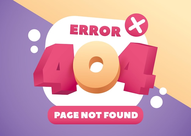 Realistische 404 Seite nicht gefunden Fehler Icon 3D Style Vector Illustration