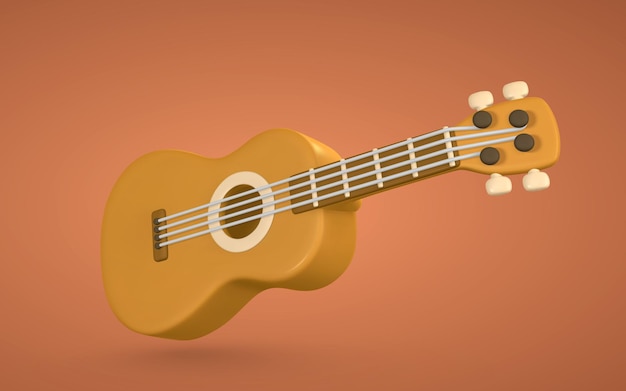 Realistische akustikgitarre 3d für musikkonzeptdesign in der plastikkarikaturart vektorillustration
