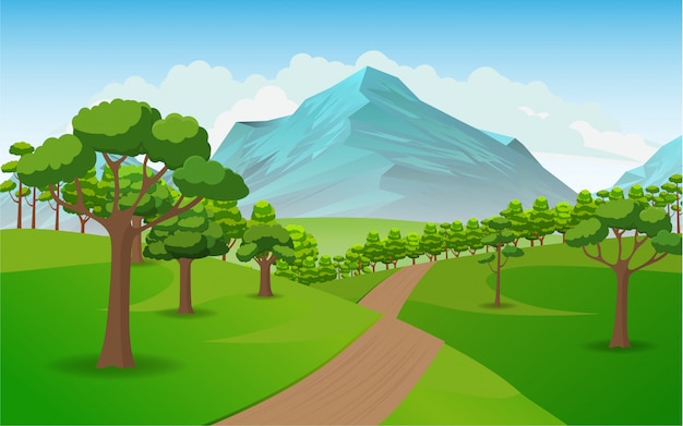 Realistische Darstellung der Berglandschaft.