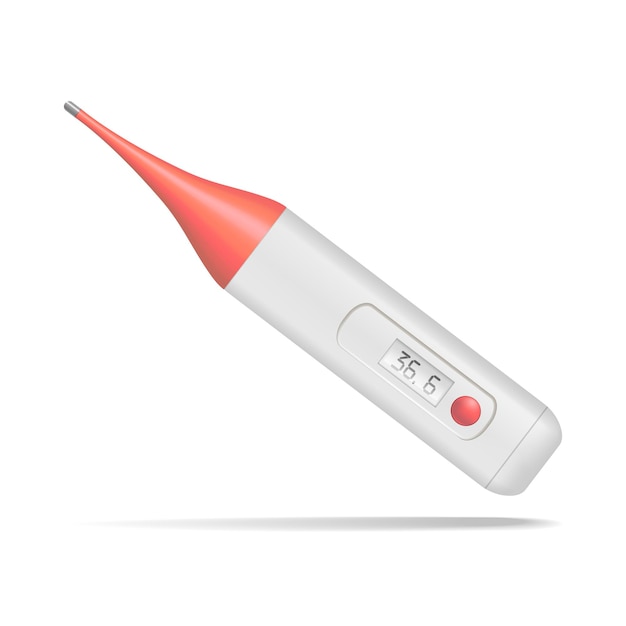 Realistische detaillierte elektronische medizinische thermometer-medizin-ausrüstung zur messung der temperatur. vektor-illustration