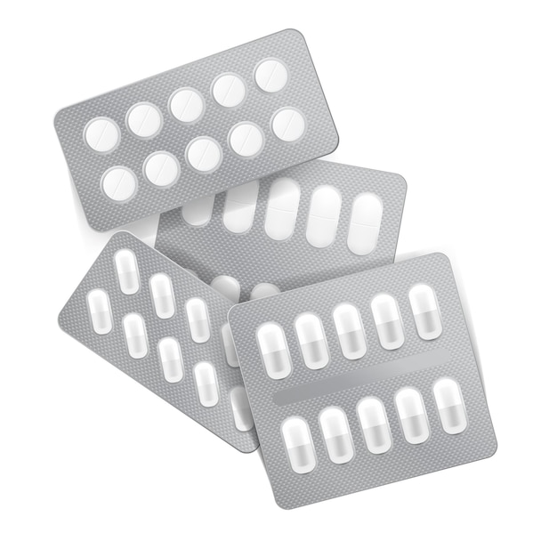 Realistische Drogen-Packung mit Tabletten-Blistern
