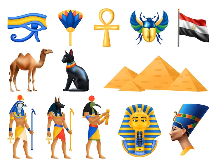 Vektor realistische egytp-ikonensatz-sammlung