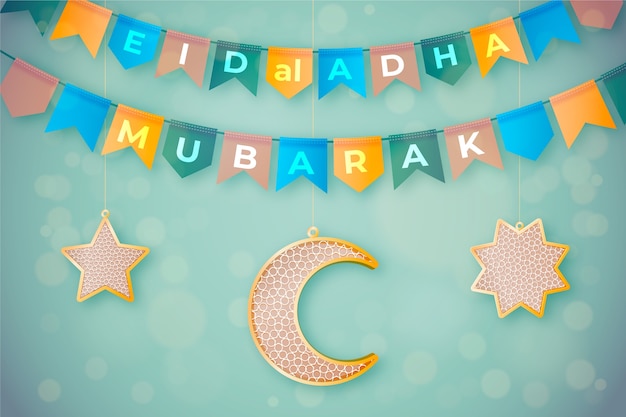 Realistische eid al-adha-dekorationsillustration