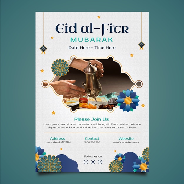 Realistische eid al-fitr-plakatvorlage