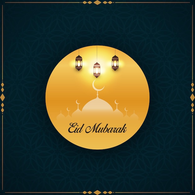 Realistische eid alfitr illustration mit mond und moschee hintergrund vektor