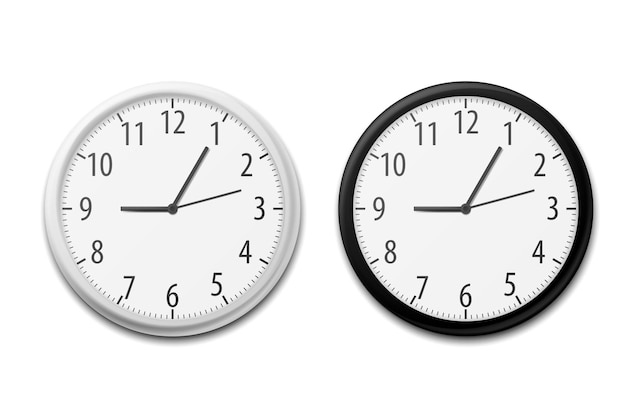 Realistische einfache runde Wand-Büro-Uhr-Vektorillustration