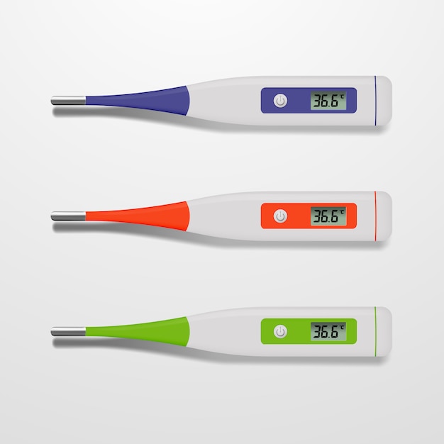 Vektor realistische elektronische medizinische 3d-thermometer.