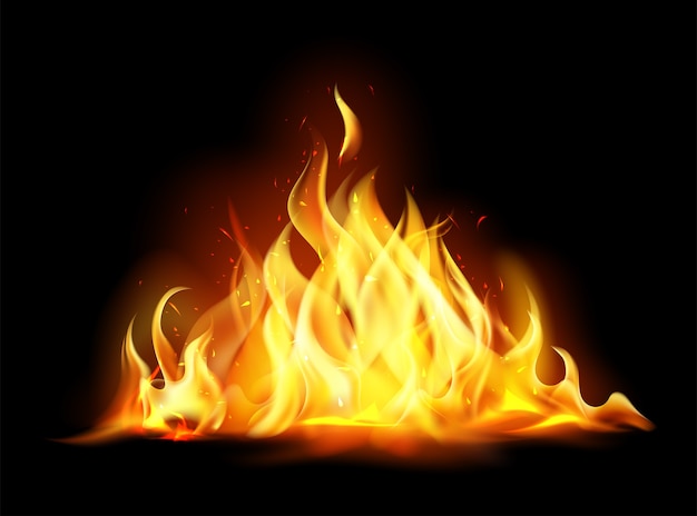 Realistische Feuerflammen und Effekte Zusammensetzung