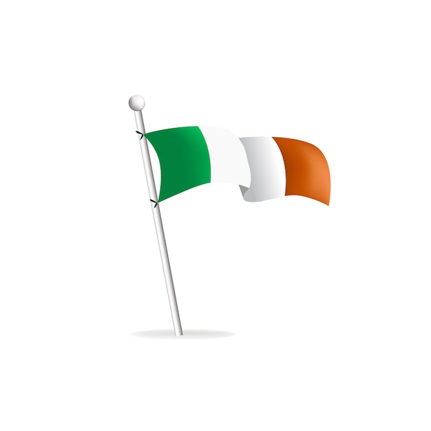 Vektor realistische flagge auf weißem hintergrund irland vektor-illustration