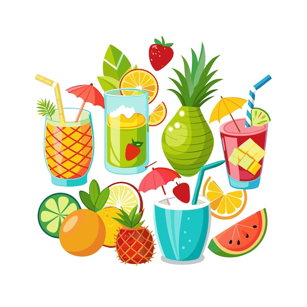 Realistische Früchte-Vektor-Illustrationskonzepte