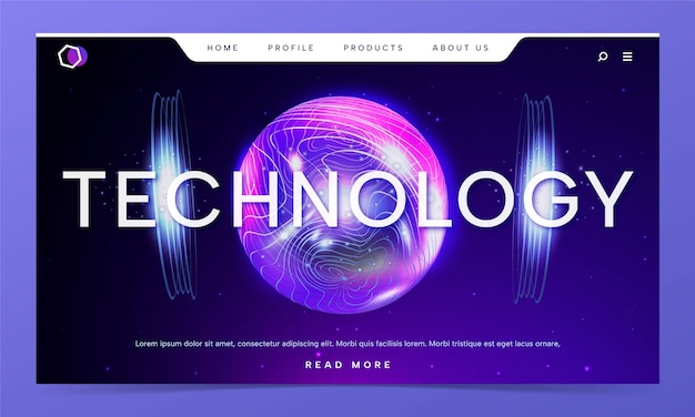 Realistische, futuristische Technologie-Landing-Seiten-Vorlage