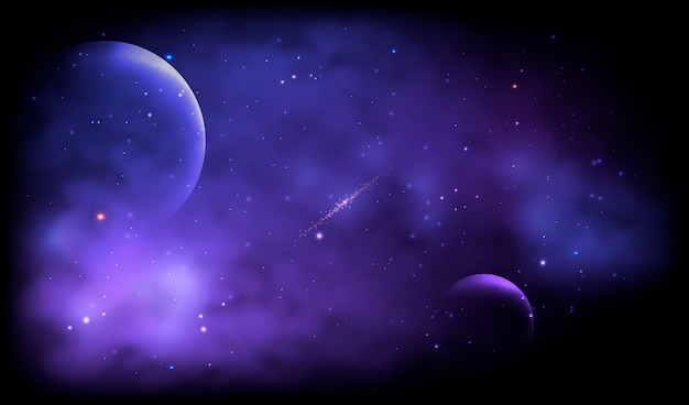 Realistische Galaxie mit Planetenhintergrund