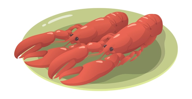 Realistische gekochte gekochte Flusskrebse mit zitronenweißem Hintergrund Vektorillustration