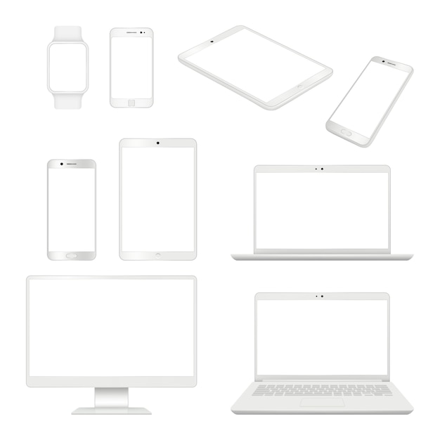 Realistische Geräte. Überwachen Sie leere Notebook-Modellgeräte für Smartphones, Laptops und Tablets von Smartphones