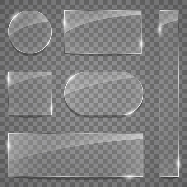 Vektor realistische glastafeln auf transparentem hintergrund zum abdecken und dekorieren