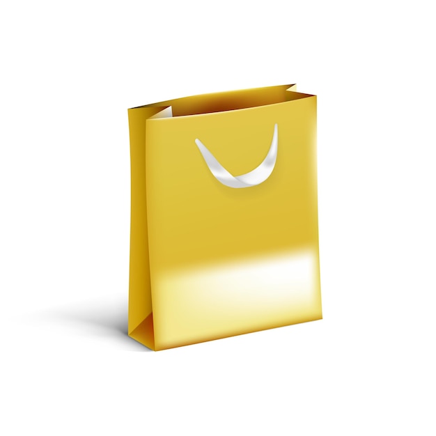 Realistische goldene Einkaufstasche mit Seidengriff
