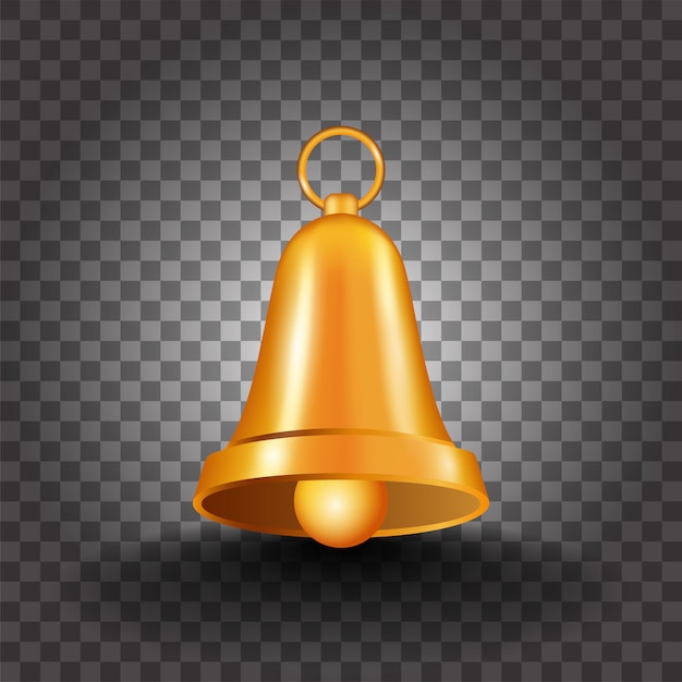 Realistische goldene glocke auf schwarzem png-hintergrund.