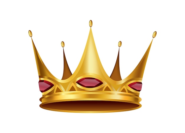 Realistische goldene Krone. Krönender Kopfschmuck für König oder Königin. Symbol der königlichen edlen Aristokratenmonarchie. Monarch heraldische Dekoration.