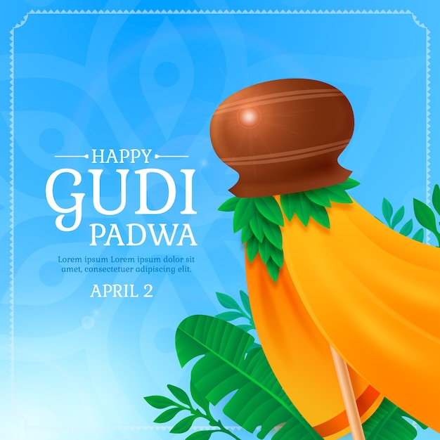 Realistische gudi-padwa-illustration