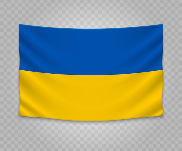 Realistische hängende flagge der ukraine