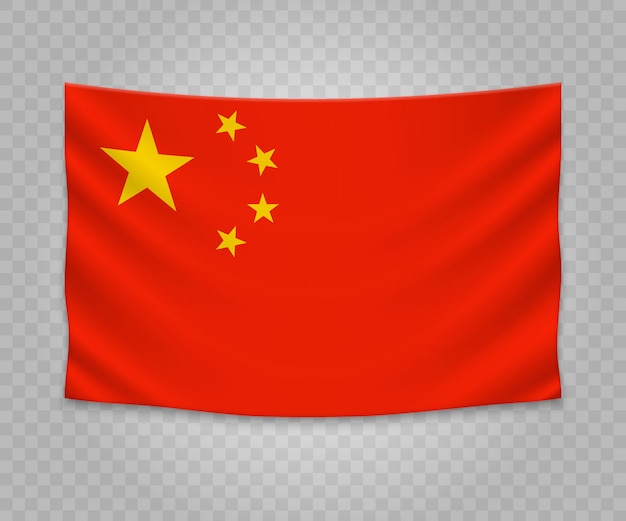 Vektor realistische hängende flagge von china