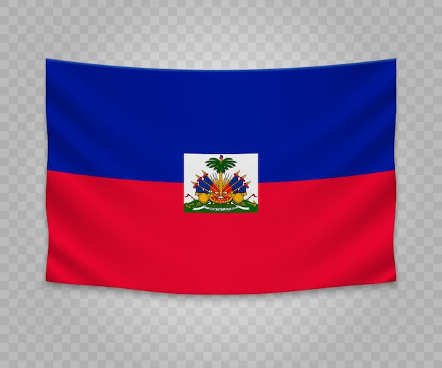 Realistische hängende flagge von haiti