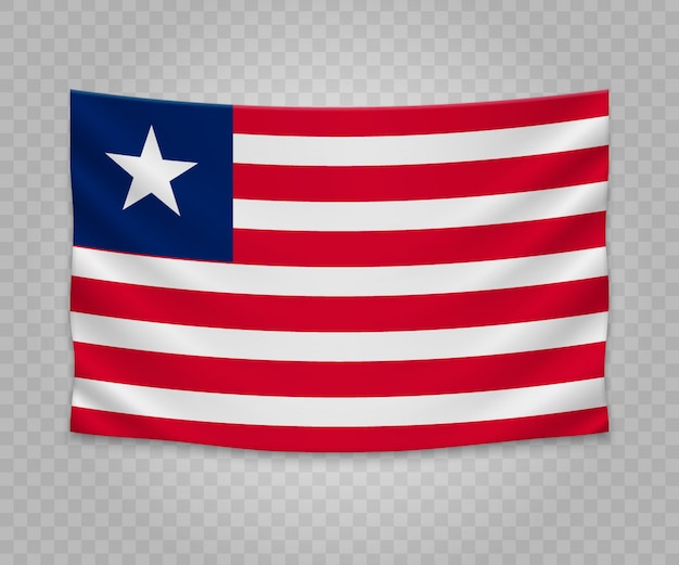 Realistische hängende flagge von liberia