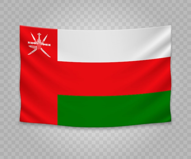 Realistische hängende flagge von oman