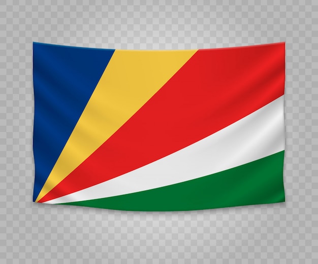 Realistische hängende Flagge von Seychellen