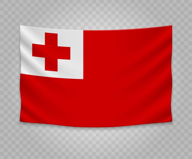 Realistische hängende flagge von tonga