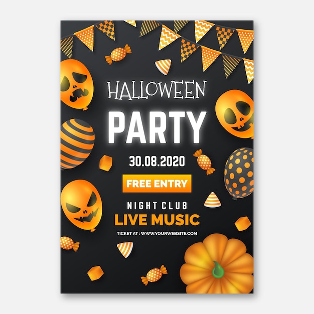 Realistische halloween-partyplakatschablone