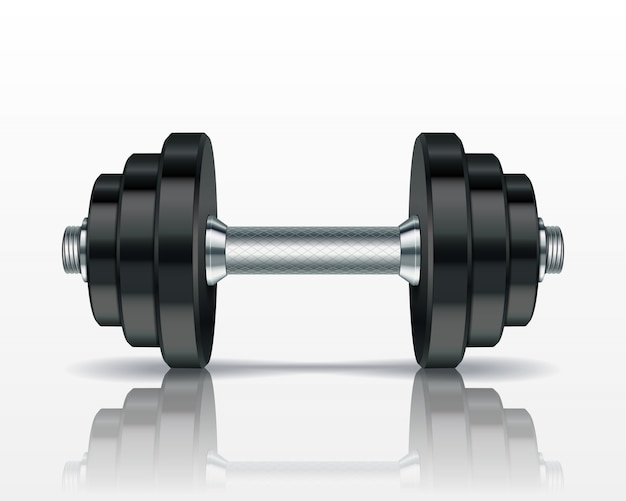 Realistische Hantel aus Metall auf weißem Hintergrund. Realistische Illustration.