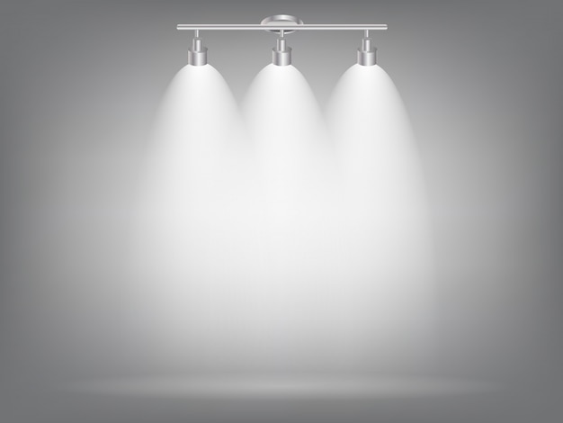 Realistische helle Projektoren, die Lampe mit Scheinwerfern beleuchten Lichteffekte mit Transparenz.