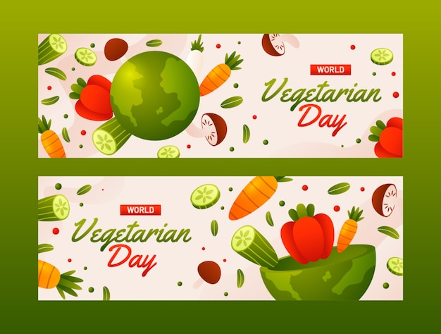 Vektor realistische horizontale banner für den vegetarischen welttag