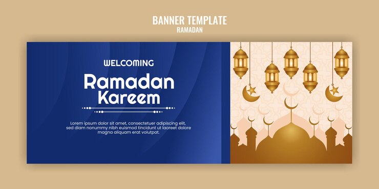 Vektor realistische horizontale bannervorlage für ramadan