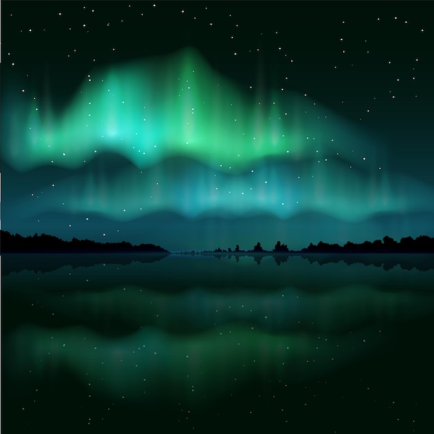 Vektor realistische illustration des nordlicht-aurora-borealis-vektors