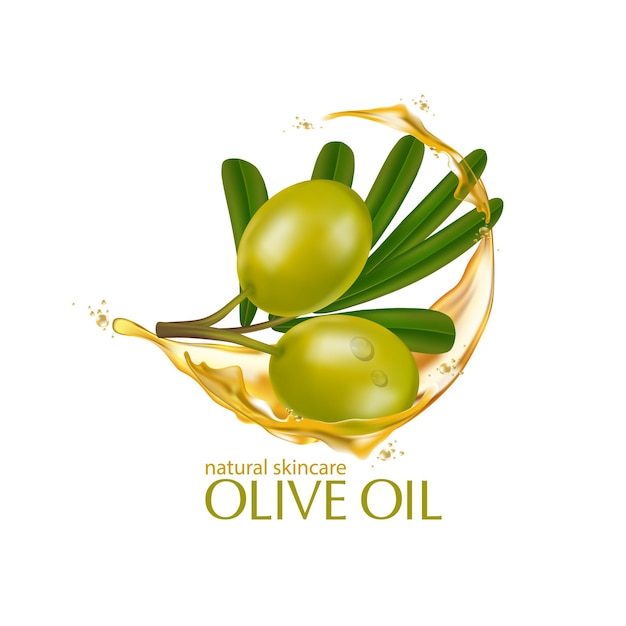 Realistische illustration kosmetik mit zutaten olivenöl hautpflege kosmetik