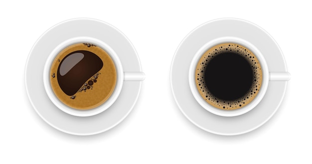 Realistische Kaffeetassen Espresso und schwarzer Kaffee Illustration