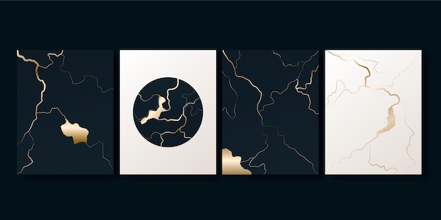 Vektor realistische kintsugi-cover-kollektion