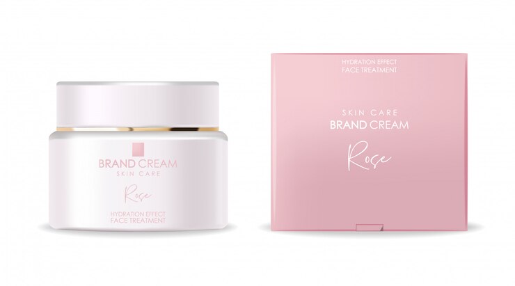 Vektor realistische kosmetik, weiße flasche, rosa schachtelverpackung, hautpflegekosmetik