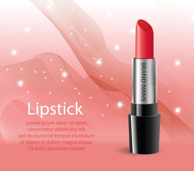 Realistische lippenstift-paketvorlage für ihr design. rouge tube modellprodukt. kosmetik 3d flakon. .