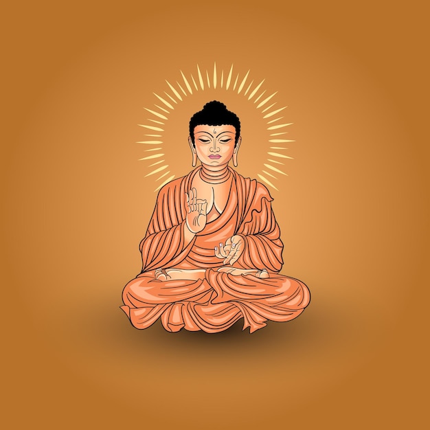 Realistische lord buddha-illustration mit sitzender yoga-position