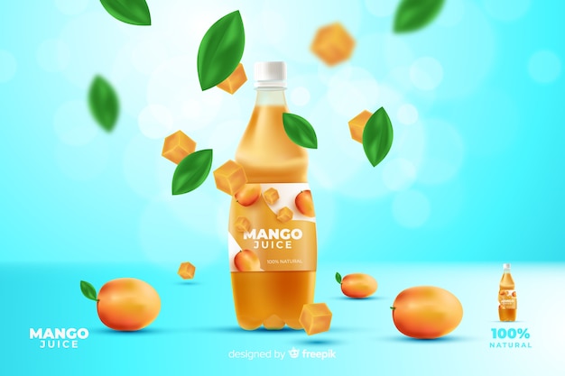 Realistische mango-saft-werbung