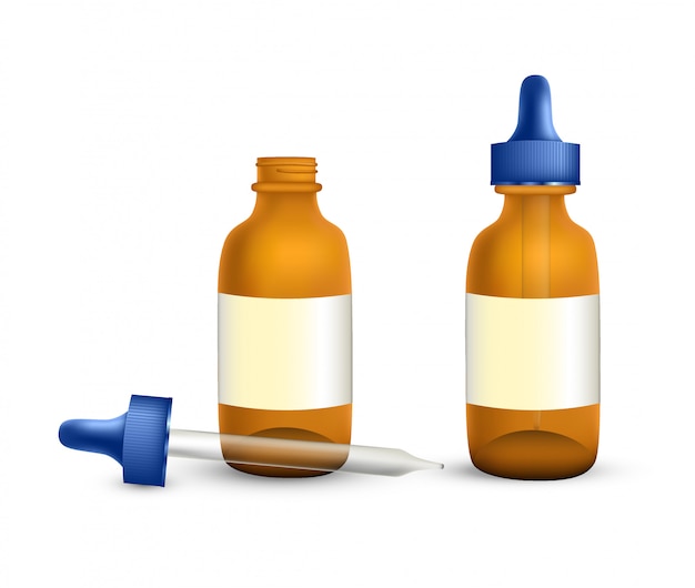 Realistische medizinische Flaschen lokalisiert auf weißem Hintergrund