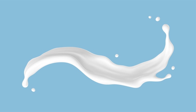 Realistische Milch-Spritzwelle auf blauem Hintergrund Vektor Milch- oder Kosmetikkonzept