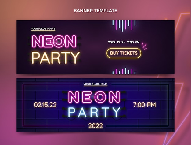Vektor realistische neon-disco-party-vorlage