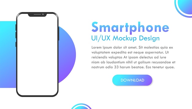 Realistische Notch-Smartphone-Gerät Bunte Interface-Technologie Mockup