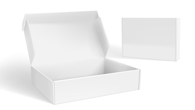 Realistische offene und geschlossene leere Verpackungsboxen