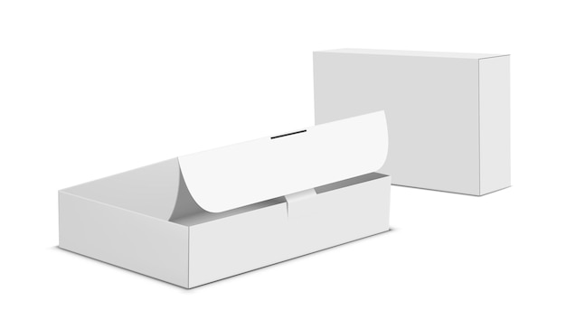 Realistische offene und geschlossene leere Verpackungsboxen