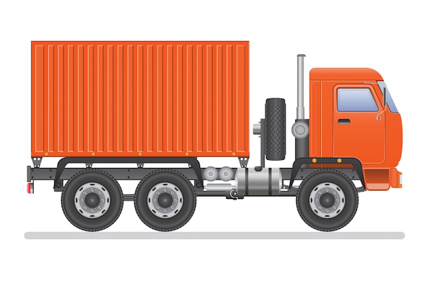 Vektor realistische orange lkw-illustration